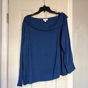 2/$50 J. Jill Asymmetric Off Shoulder blue Blouse NWT